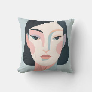 Abstract Geometric Woman Portrait Minimalist Cushion