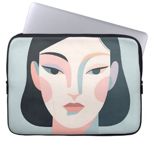Abstract Geometric Woman Portrait Minimalist Laptop Sleeve