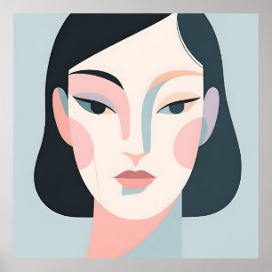 Abstract Geometric Woman Portrait Minimalist Poster