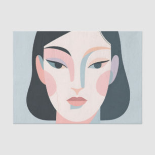 Abstract Geometric Woman Portrait Minimalist Tissue Paper