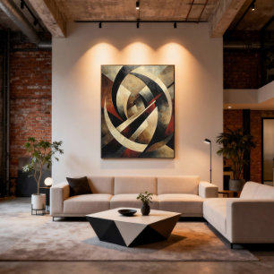 Abstract Geometric Wood Texture Canvas Print