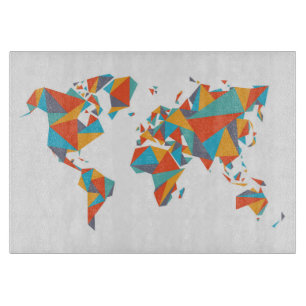 Abstract Geometric World Map Cutting Board