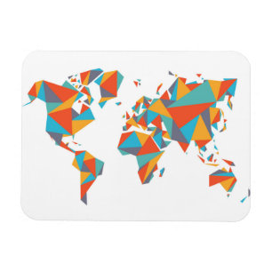 Abstract Geometric World Map Magnet