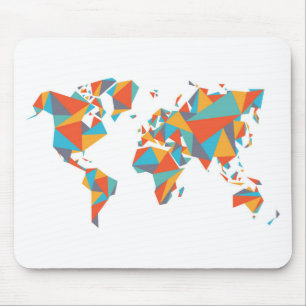 Abstract Geometric World Map Mouse Mat