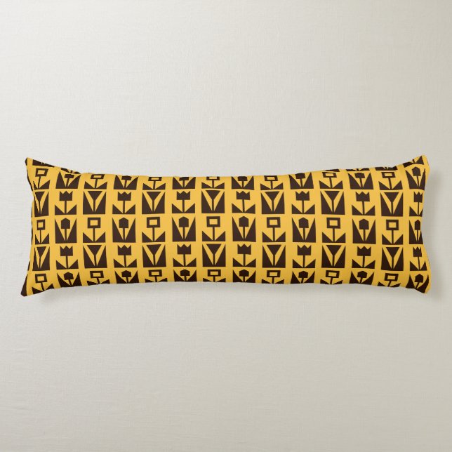 Abstract Geometric Yellow Floral  Body Cushion (Front)