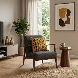 Abstract Geometric Yellow Floral Cushion
