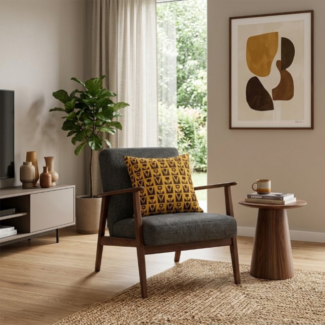 Abstract Geometric Yellow Floral  Cushion (Creator Uploaded)