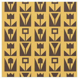 Abstract Geometric Yellow Floral Pattern Fabric 