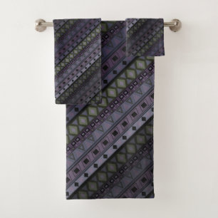 Abstract geometrical african moroccan navajo folk bath towel set