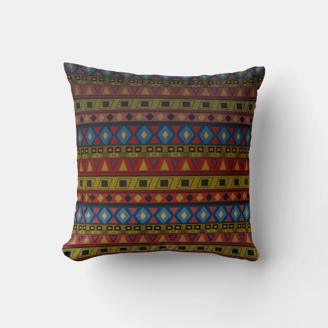 Abstract geometrical african moroccan navajo folk cushion (Front)