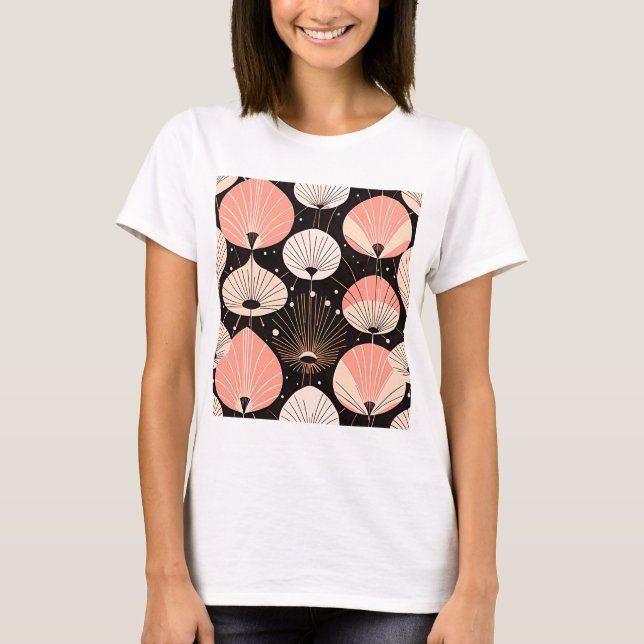 Abstract Geometrical Atomic Drops Pink  T-Shirt (Front)