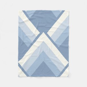 Abstract geometrical, blue and off white 2 fleece blanket