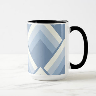Abstract geometrical, blue and off white 2 mug