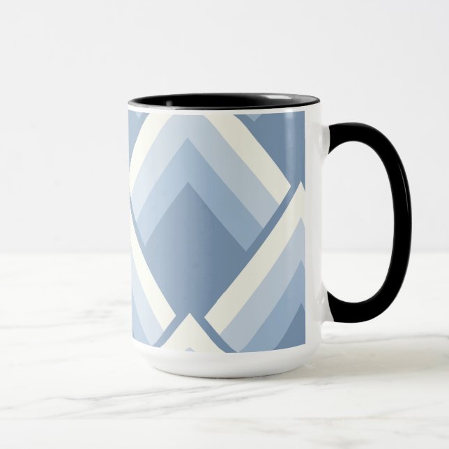 Abstract geometrical, blue and off white 2 mug (Right)