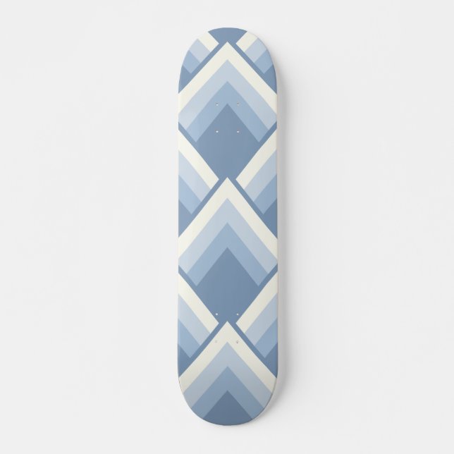 Abstract geometrical, blue and off white 2 skateboard (Front)