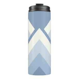 Abstract geometrical, blue and off white 2 thermal tumbler