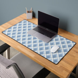 Abstract geometrical, blue and off white 2 wrappin desk mat