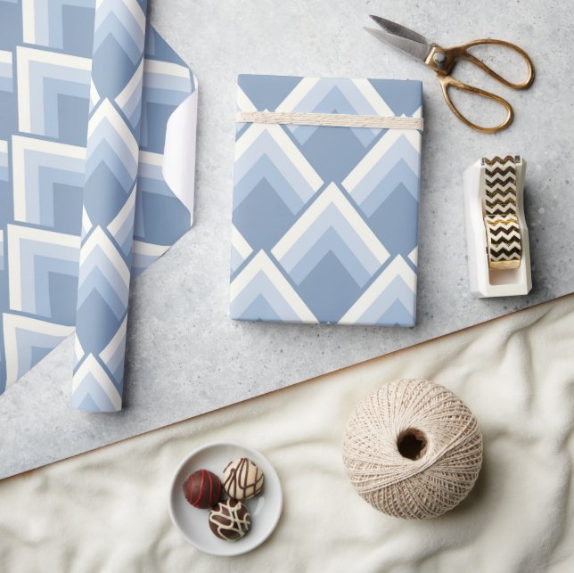 Abstract geometrical, blue and off white 2 wrappin wrapping paper (Crafts)
