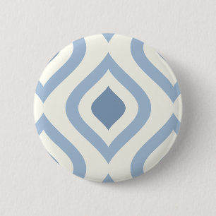 Abstract geometrical, blue and off white 6 cm round badge