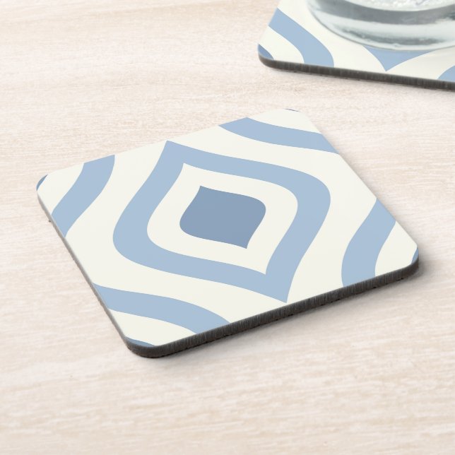 Abstract geometrical, blue and off white coaster (Left Side)