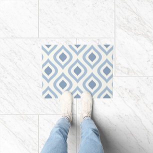 Abstract geometrical, blue and off white doormat