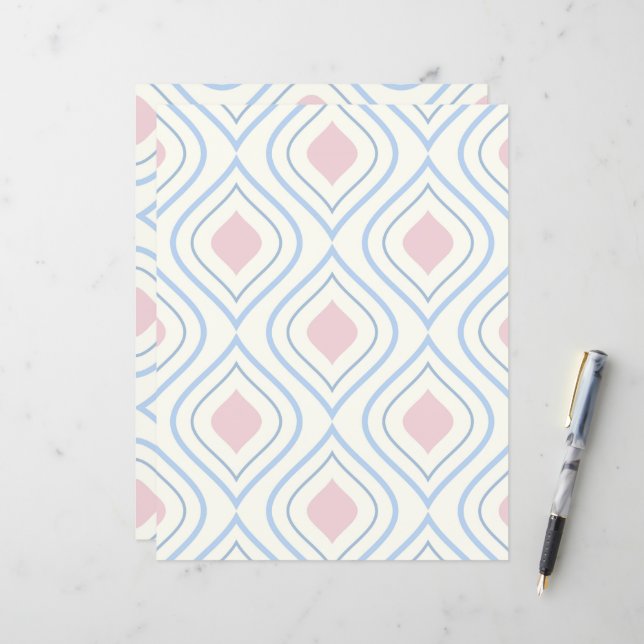 Abstract geometrical, blue, pink and off white (Front/Back In Situ)