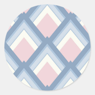 Abstract geometrical, blue, pink and off white classic round sticker