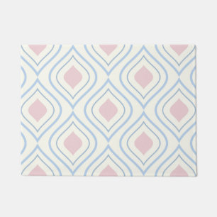 Abstract geometrical, blue, pink and off white doormat
