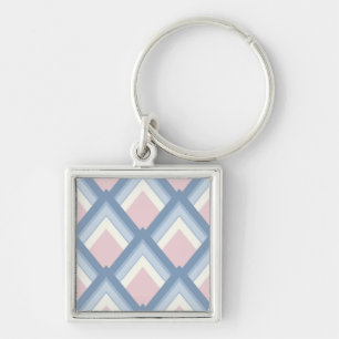 Abstract geometrical, blue, pink and off white key ring