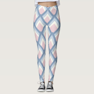 Abstract geometrical, blue, pink and off white leggings