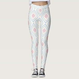 Abstract geometrical, blue, pink and off white leggings