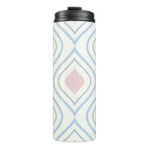 Abstract geometrical, blue, pink and off white thermal tumbler