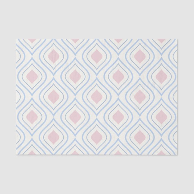 Abstract geometrical, blue, pink and off white tissue paper (Front)