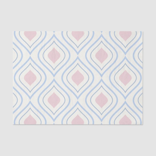 Abstract geometrical, blue, pink and off white tissue paper (Front)