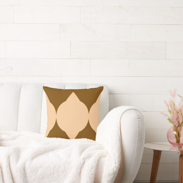 Abstract Geometrical Shapes Brown Beige Diamond Cushion (Couch)