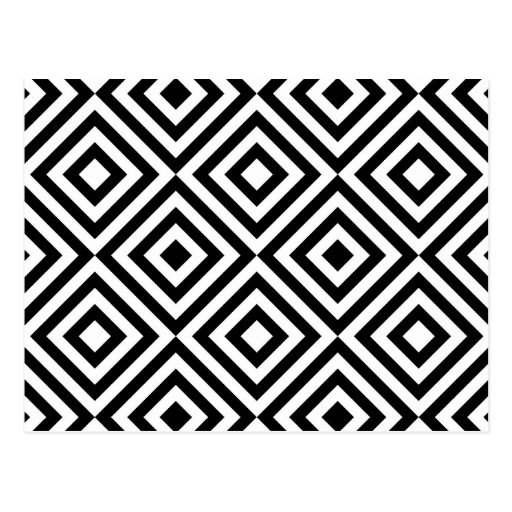 Image of Abstract geometrical squares pattern, black white Postcard