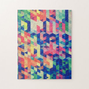 Abstract Geometrical Watercolor Shapes Pattern Jigsaw Puzzle