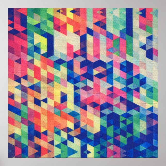 Abstract Geometrical Watercolor Shapes Pattern Poster (Front)