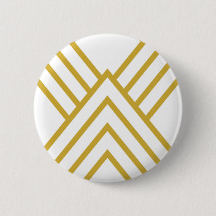 Abstract geometrical, white and gold 6 cm round badge