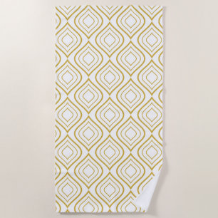 Abstract geometrical, white and gold beach towel