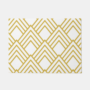 Abstract geometrical, white and gold doormat
