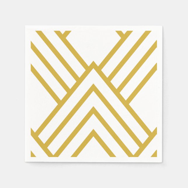 Abstract geometrical, white and gold napkin (Front)