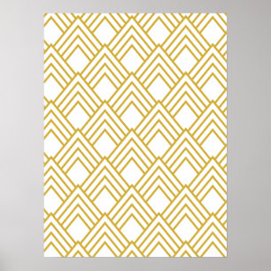 Abstract geometrical, white and gold poster