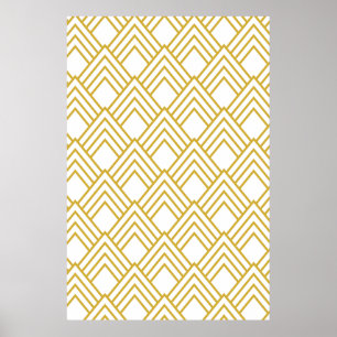 Abstract geometrical, white and gold poster
