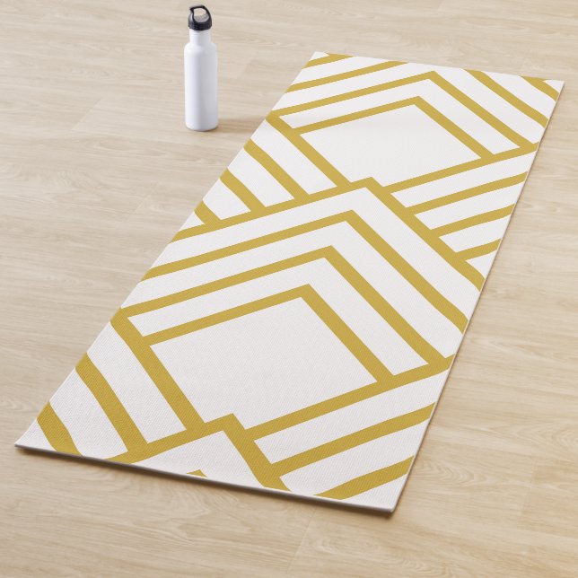 Abstract geometrical, white and gold yoga mat (In Situ)