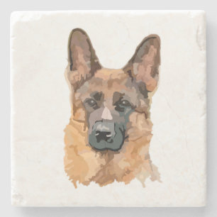Abstract German Shepard Stone Coaster