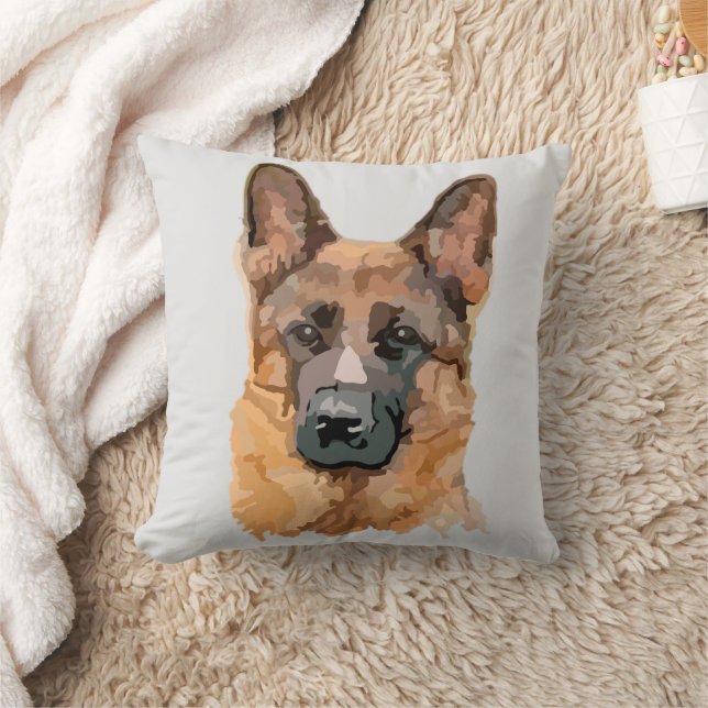 Abstract German Shepard Throw Pillow (Blanket)