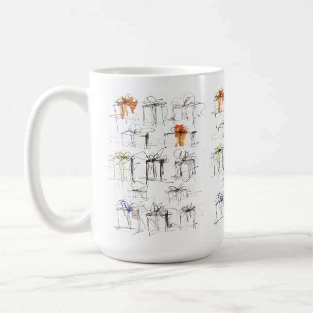 Abstract Gift Boxes Pattern Coffee Mug (Left)