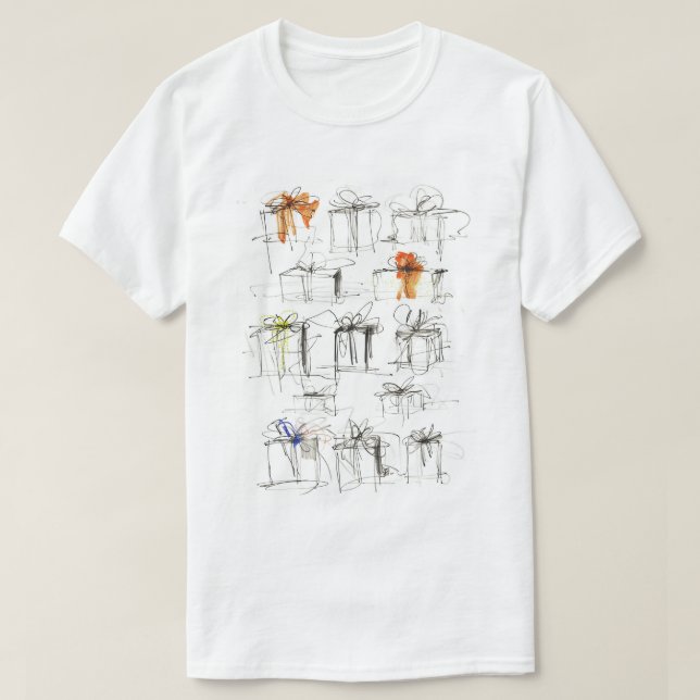 Abstract Gift Boxes Pattern T-Shirt (Design Front)