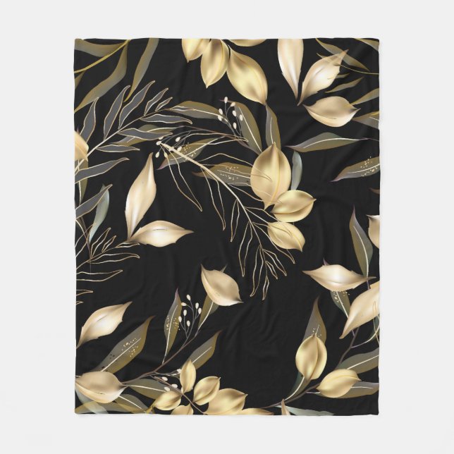 Abstract ginkgo leaves. Luxury glitter ginkgo on r Fleece Blanket (Front)
